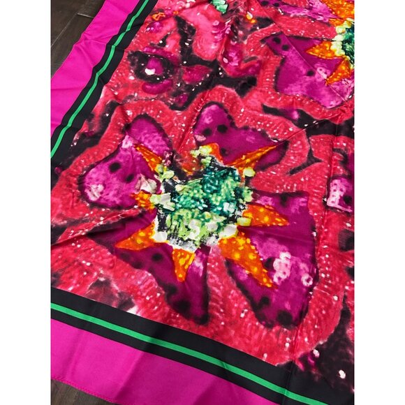 Bob Mackie Wearable Art Silk Floral Scarf One Size Wrap Shawl Lightweight NWB - Picture 2 of 11